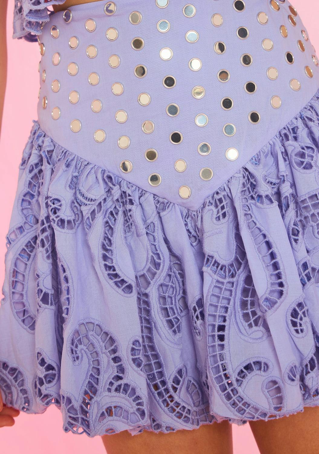 Luciana Embroidered Bubble Mini Skirt