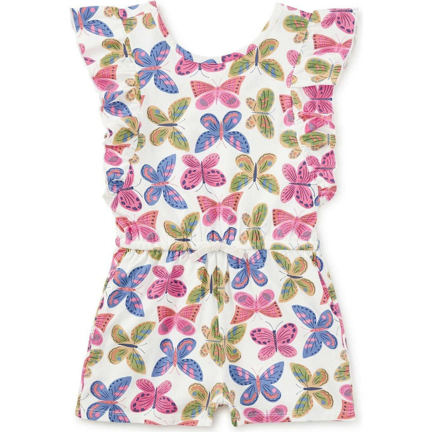 Flutter Sleeve Romper, White