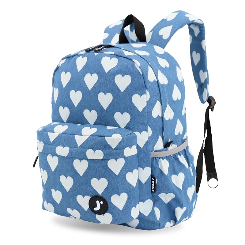 Oz Daypack Backpack with Doodle Large Pencil Case in Denim Heart