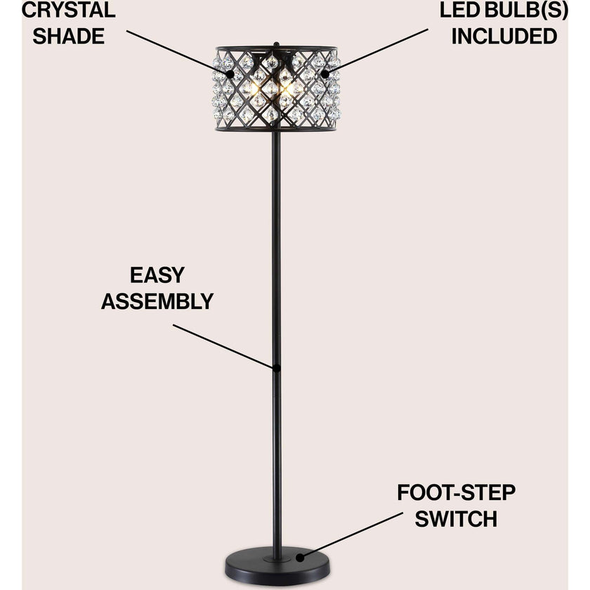 Elizabeth 60" Crystal/Metal LED Floor Lamp