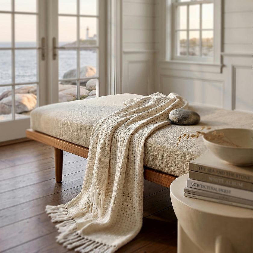 The Hudson Cashmere Fringed Throw | Cream