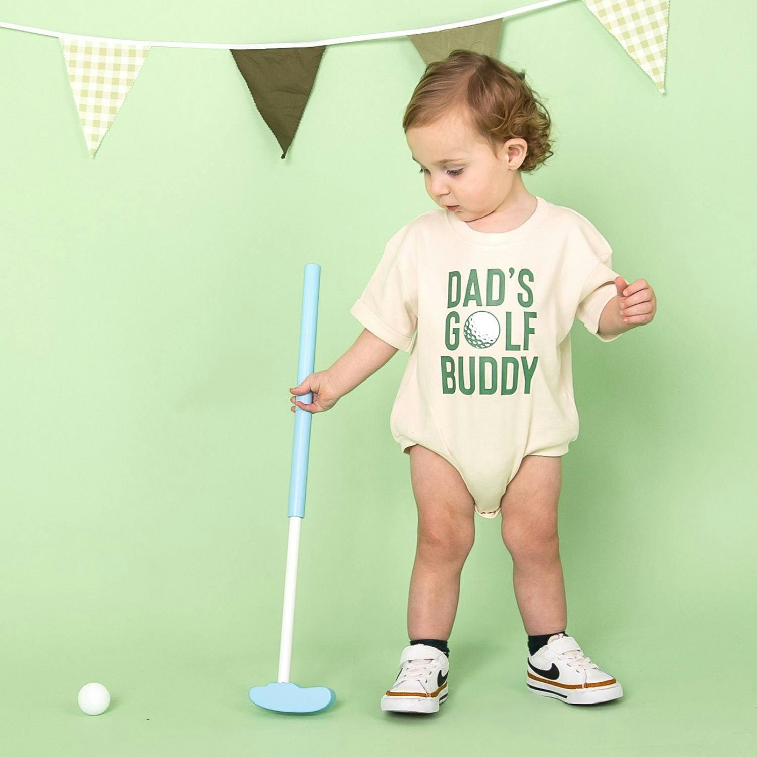 Dad's Golf Buddy Short Sleeve Romper - Natural