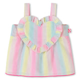 Multicolored Stripe Heart Shorts Set
