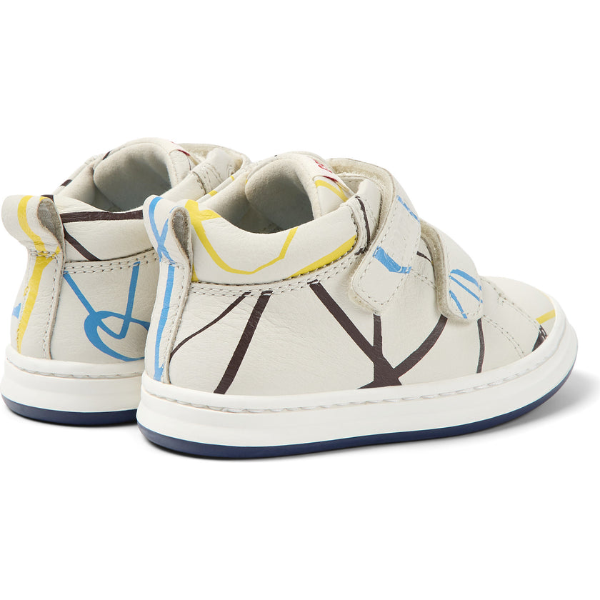 Runner Four Twins 2-Velcro Strap Leather Sneakers, White