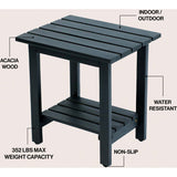 Kellie 16.1" Cottage Classic Slatted Solid Acacia Wood Indoor/Outdoor Side Table with Shelf
