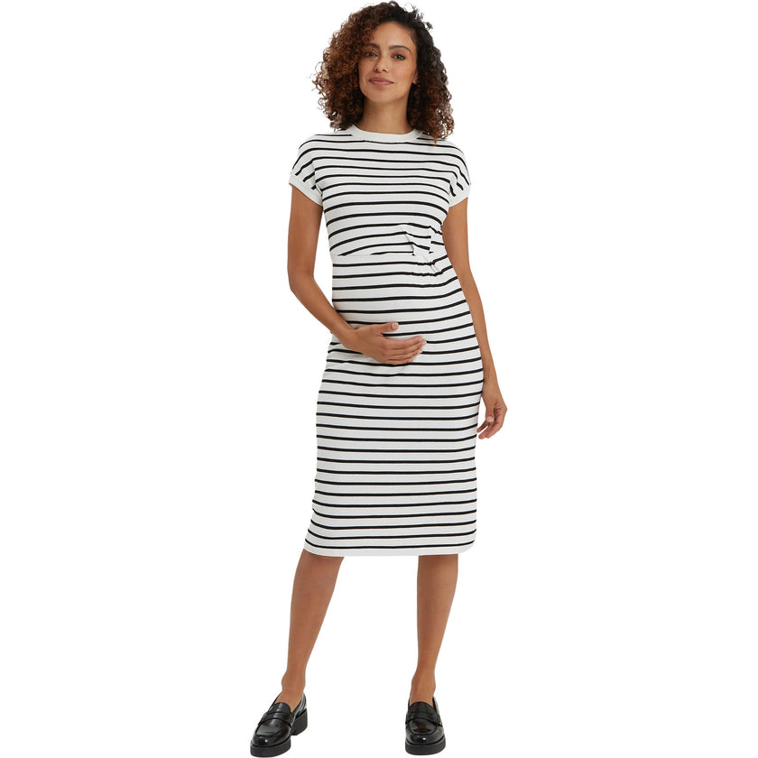Women's Maternity Lydia Striped Knit Knotted Dress, Stripes