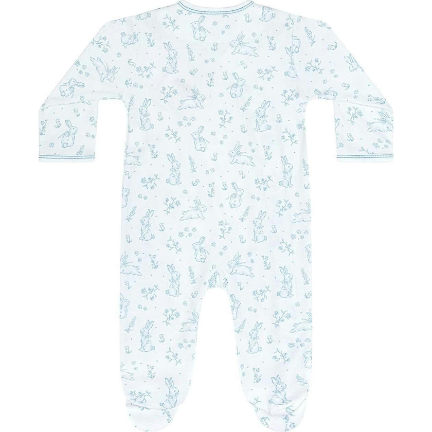 Blue Bunny Toile Crossover Footie