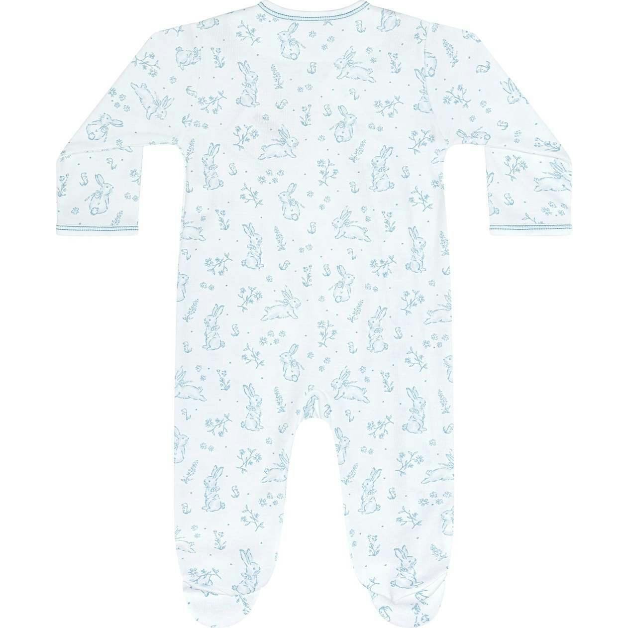 Blue Bunny Toile Crossover Footie