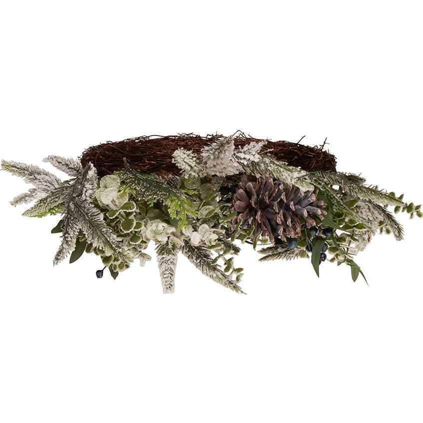 Un-Lit Decorated Rattan Wreath with Blueberries