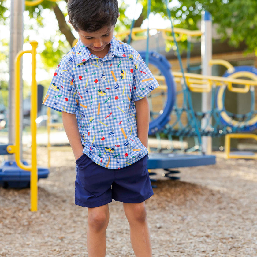 School Print Performance Knit Polo