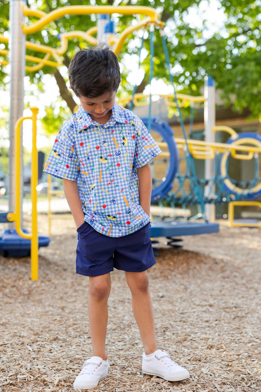 School Print Performance Knit Polo