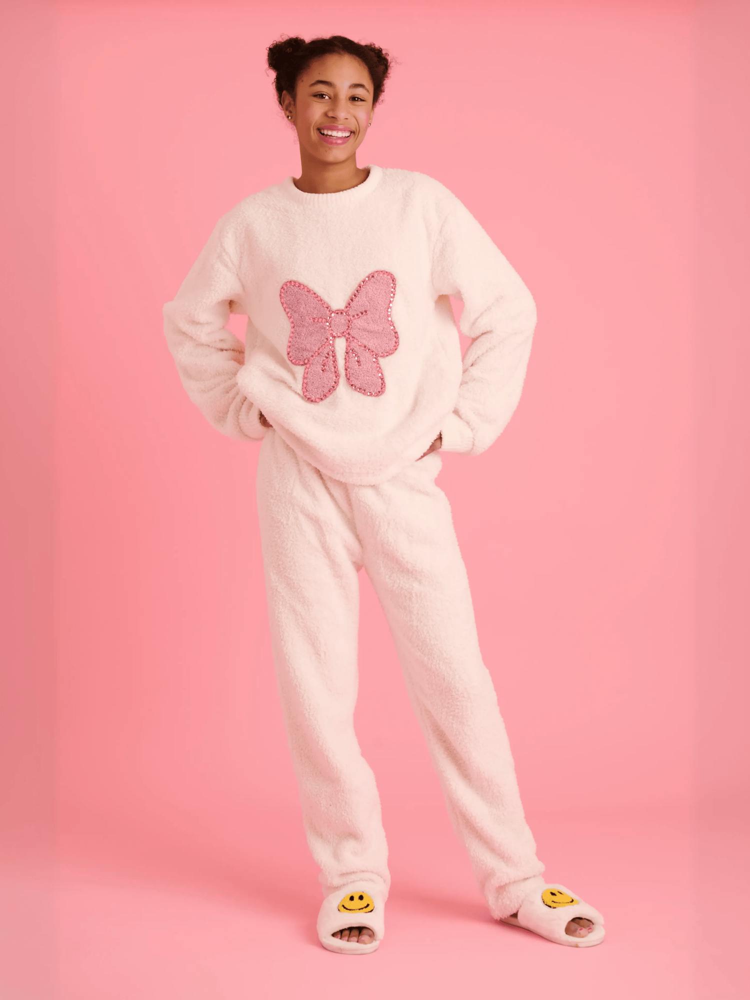 Women's Big Bow Crystal Fuzzy Set