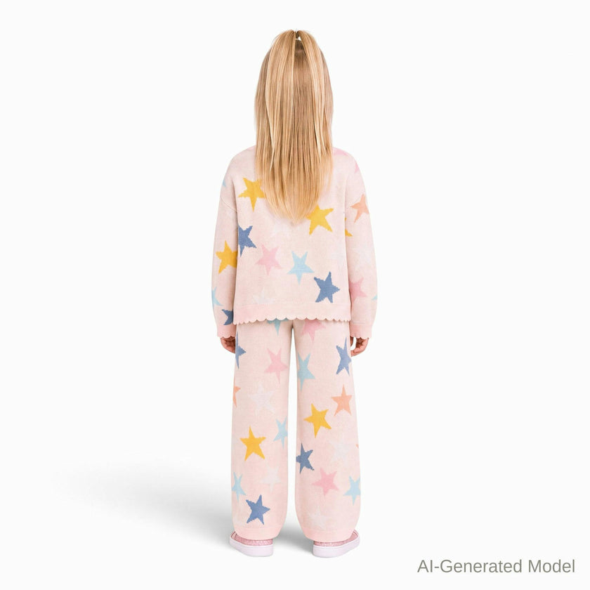Two-Piece Sweater Set | Pastel Stars - Pink