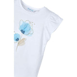 Cotton Blue Floral Detail T-Shirt