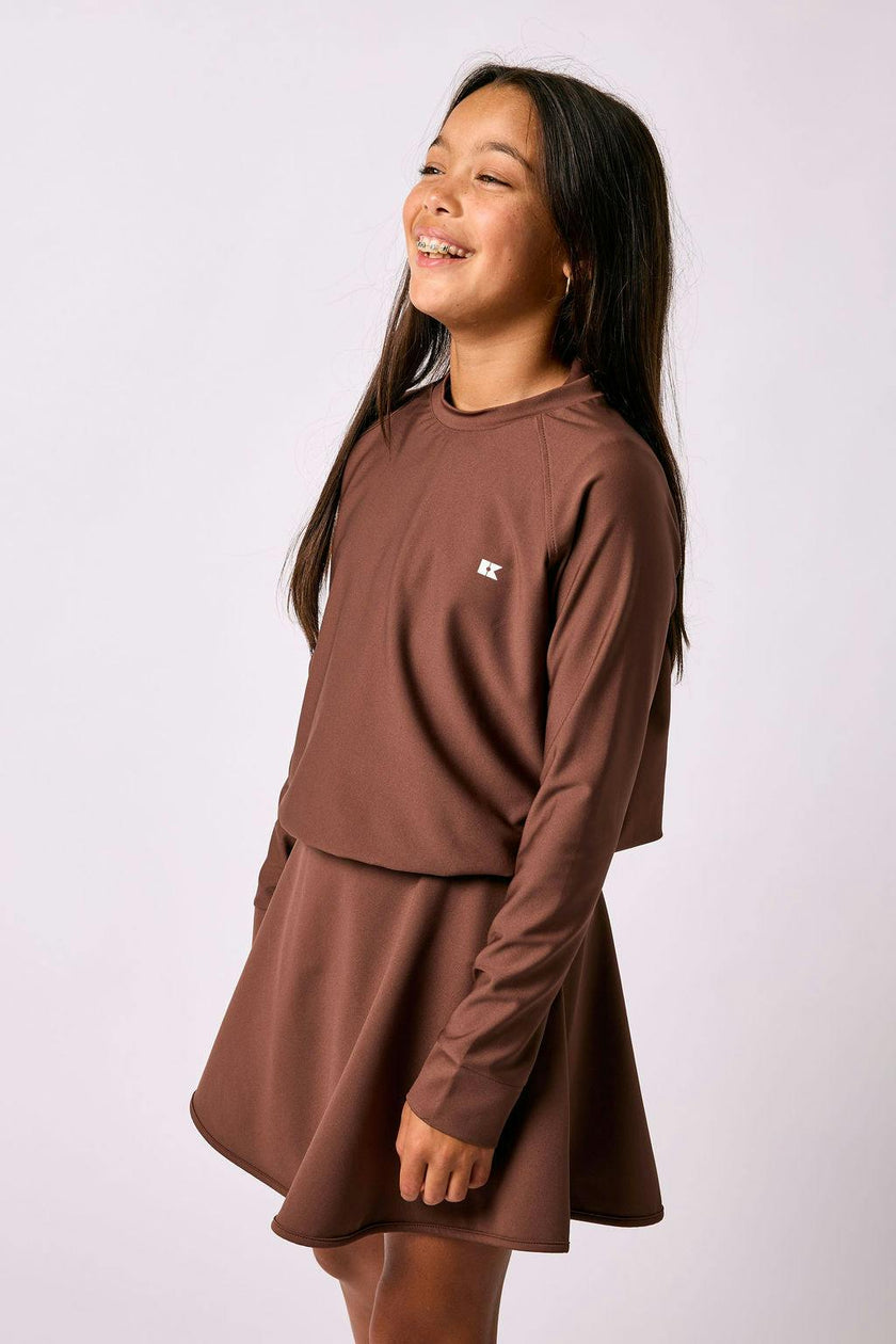 girls brown crewneck