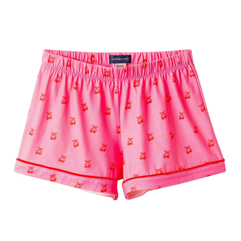 Short Sleeve Pink Pajama Set | Cherry Heart