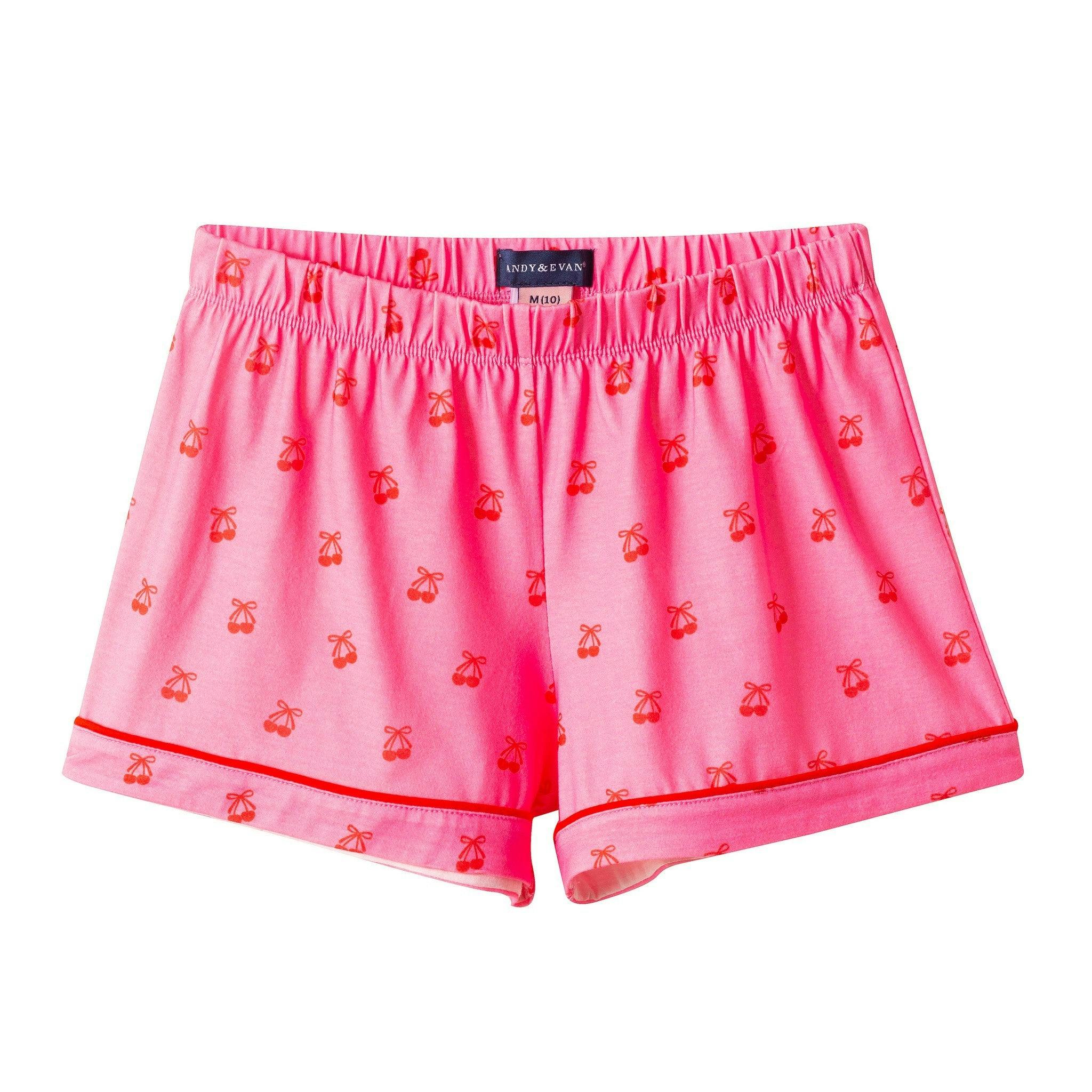 Short Sleeve Pink Pajama Set | Cherry Heart