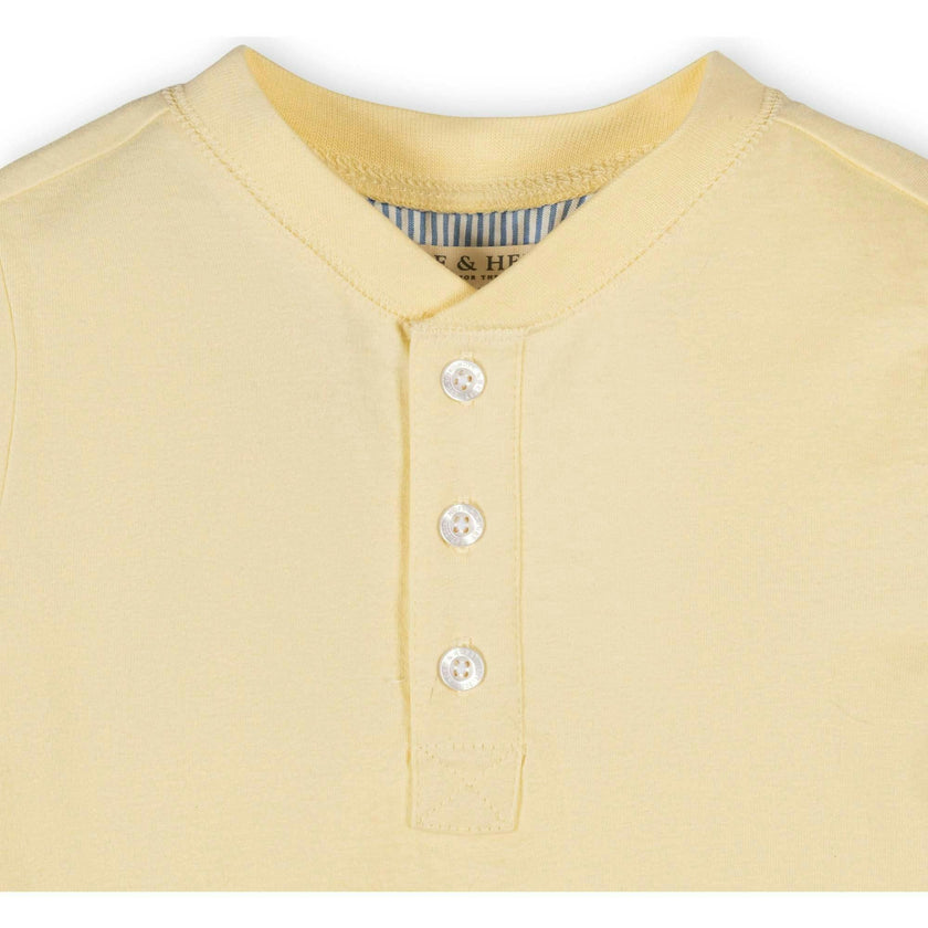 Organic Short Sleeve Henley Tee, Yellow