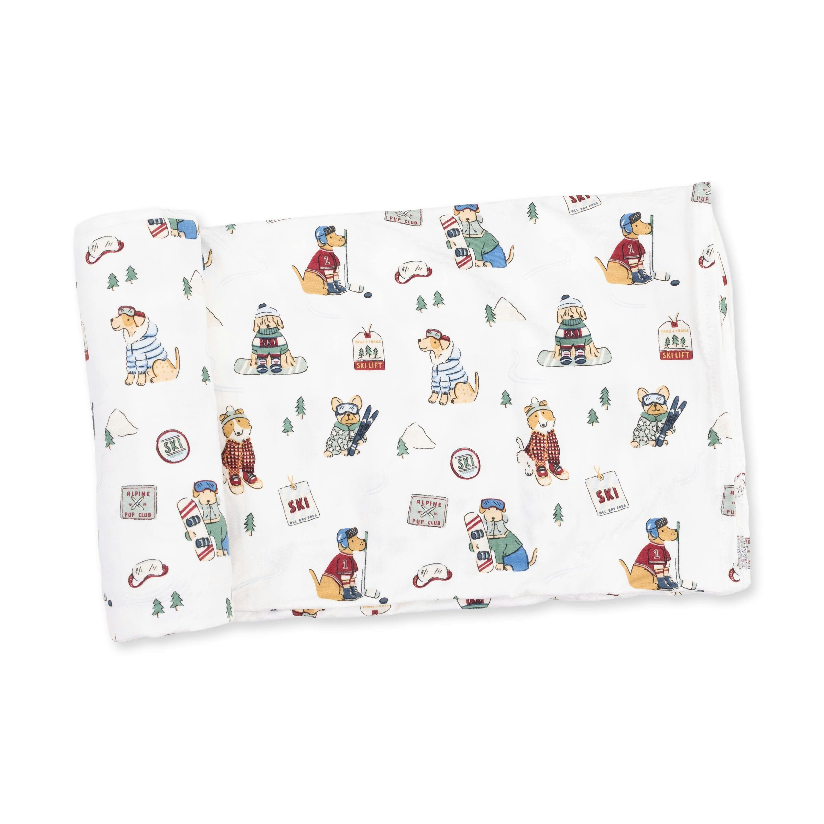 Winter Sports Dogs Green - Swaddle Blanket