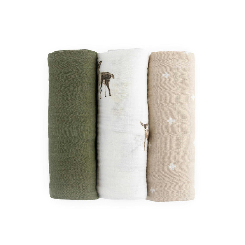 Cotton Muslin Swaddle Blanket 3 Pack - Oh Deer 2