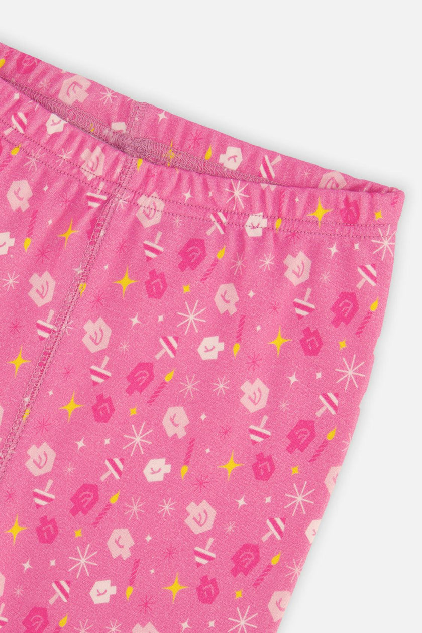 Organic Cotton Two Piece Pajama Set Pink Hanukkah Print