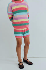 Canela Short Flamingo Pink Multicolor Stripes