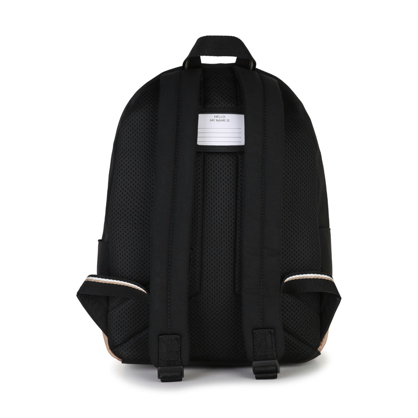 Black Embossed Logo Backpack