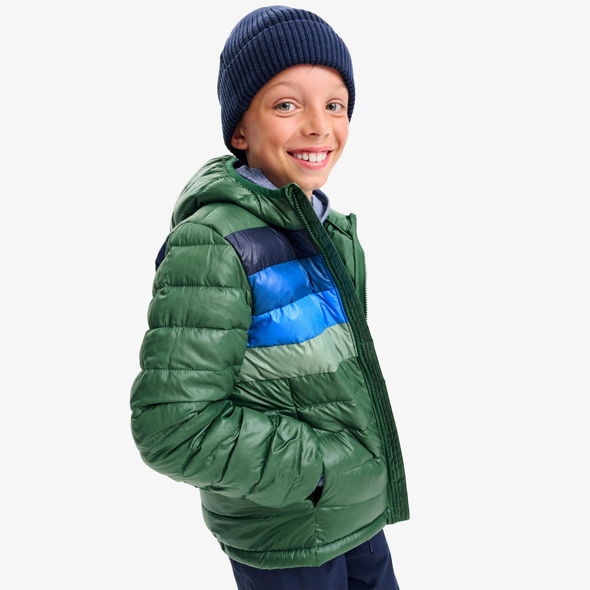 Kids stripe lightweight puffer jacket