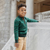Organic Sweater Henley with Elbow Patches