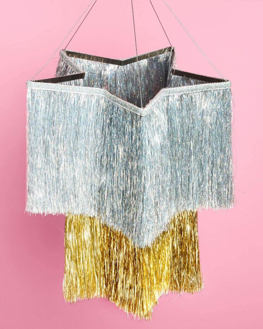 Starstruck Fringe Chandelier - silver + gold