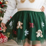 Gingerbread Joy Sequin Christmas Tutu Skirt