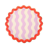 Packed Party Wavy Wishes 10ct Paper Dinner Plates | Gold Foil Scalloped Edge Birthday Party Plates |10 Inch Red and Purple Plates