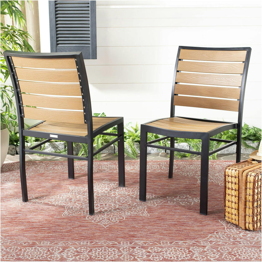 Koda Stackable Patio Chair With Wood Panels