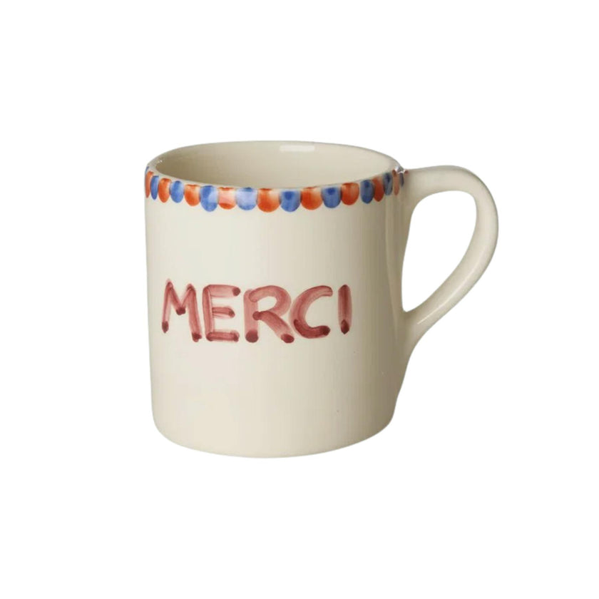 Ceramic Mug with Hand-painted MERCI
