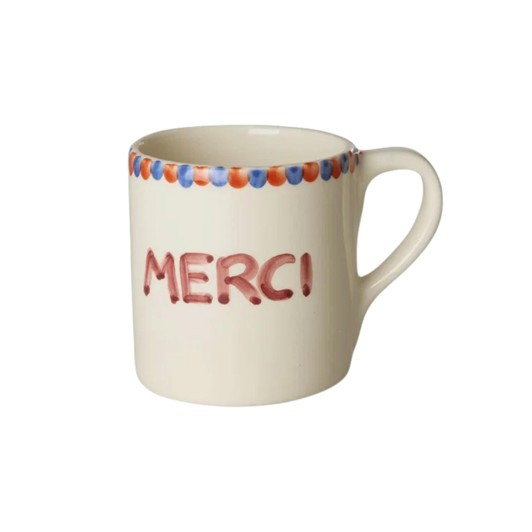 Ceramic Mug with Hand-painted MERCI