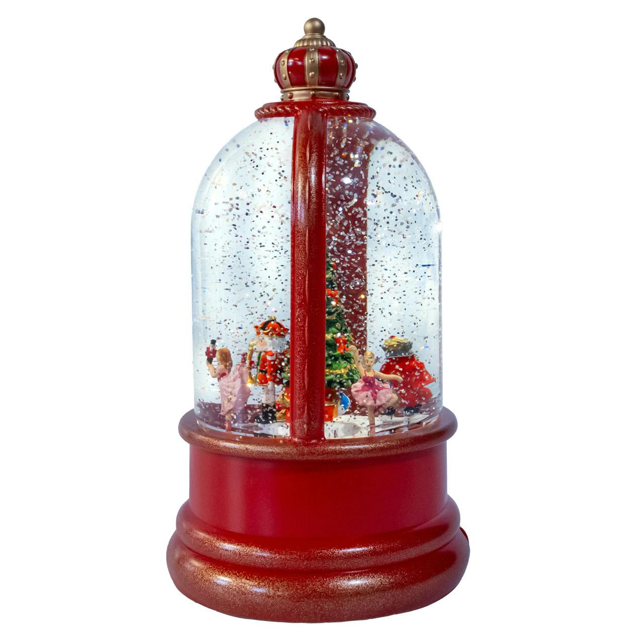 Kurt Adler 9-Inch Battery Operated LED Nutcracker Suite & Christmas Tree With Swirling Glitter Water Dome