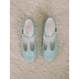 Pale Green Leather Girl T-Bar Shoes