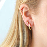 Lightning Bolt Crystal Titanium Flat Back Stud Earring