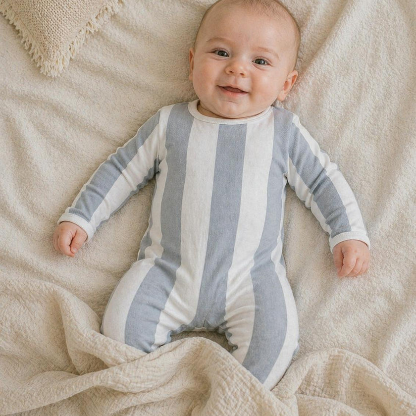 Striped Cotton Long Sleeve Footie