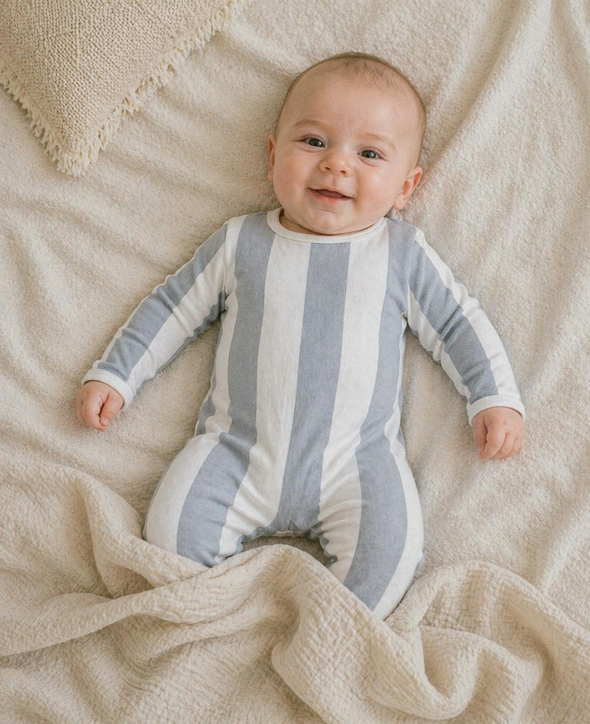 Striped Cotton Long Sleeve Footie