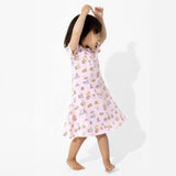 Easter Pink Bamboo Girls' Short Sleeve Dress