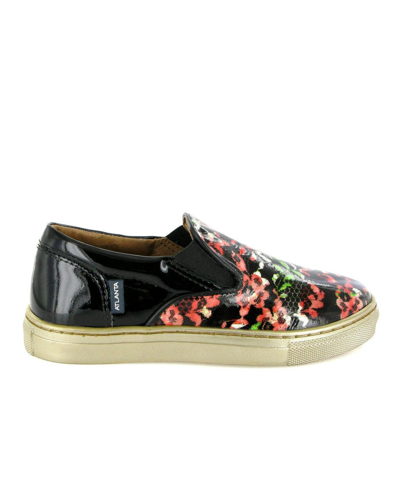Patent Leather Slip On Sneakers, Black Red & Green