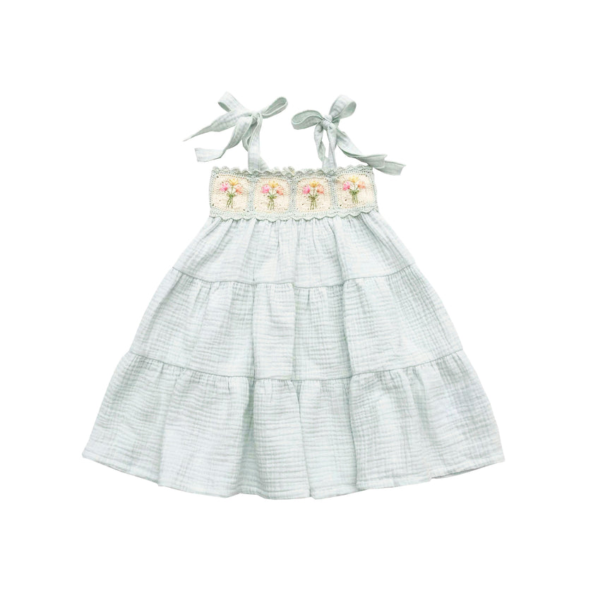 Crochet Dress in Blue Bouquet