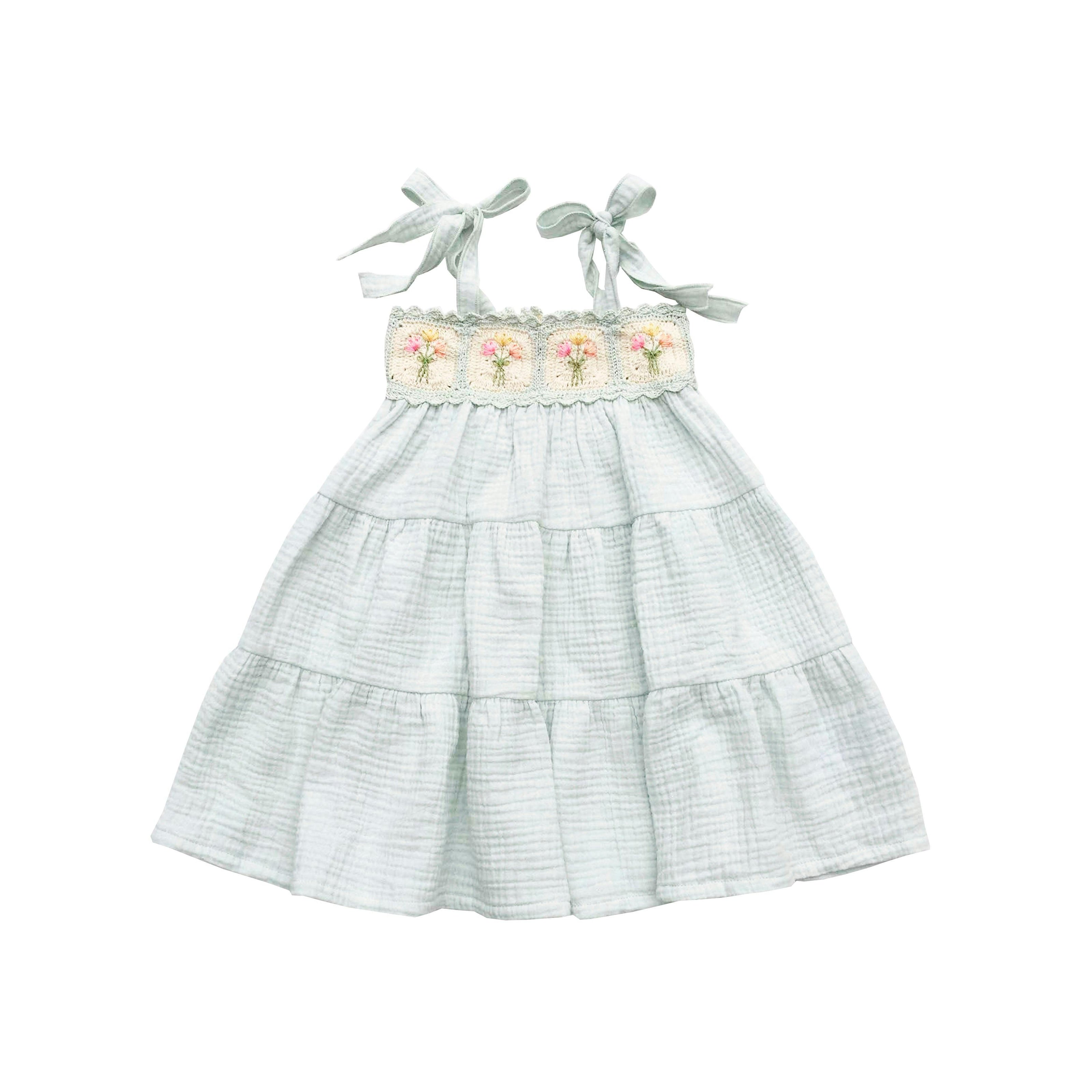 Crochet Dress in Blue Bouquet