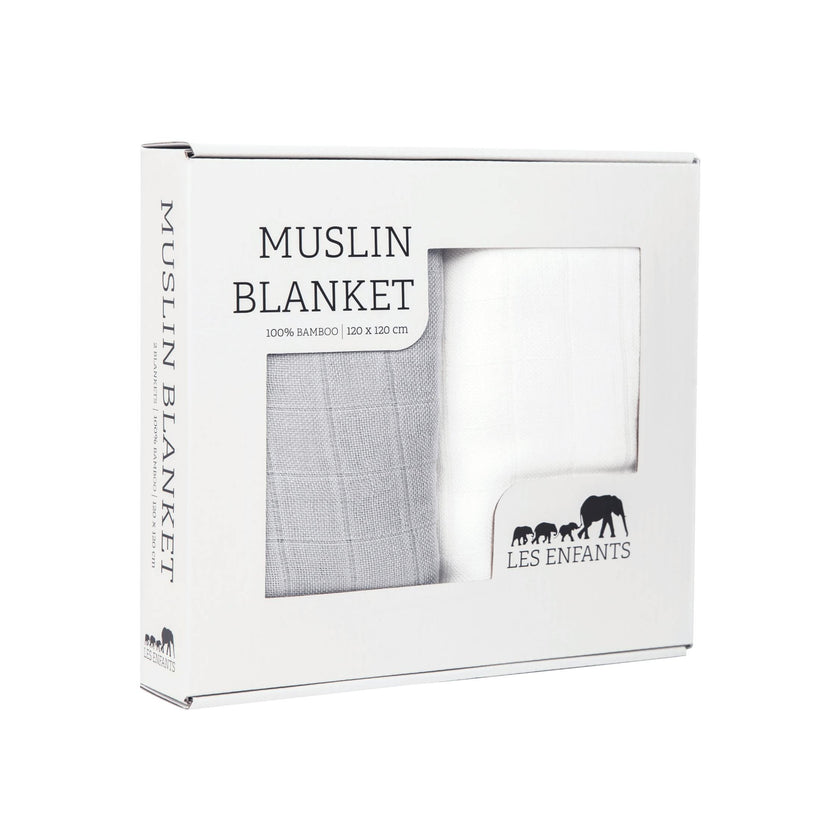 Muslin Blanket Grey / White