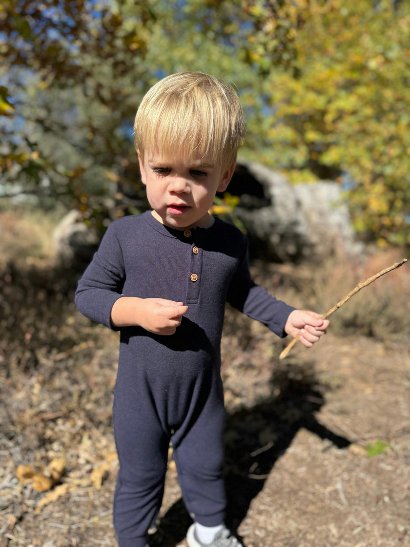 MASON Navy Henley Romper