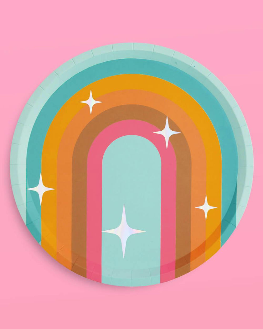 Totally Groovy Plates - 24 foil paper plates
