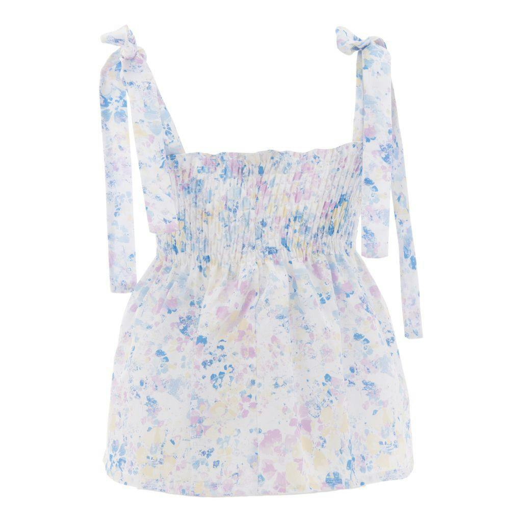White Floral Summer Blouse