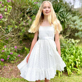 Ava Smocked Embroidered Cotton Girls Occasion Dress