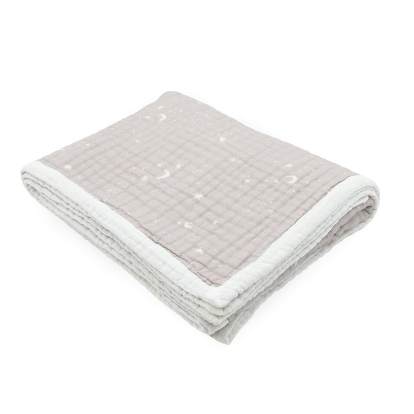 Organic Cotton Muslin Quilted Throw - Moon Dust
